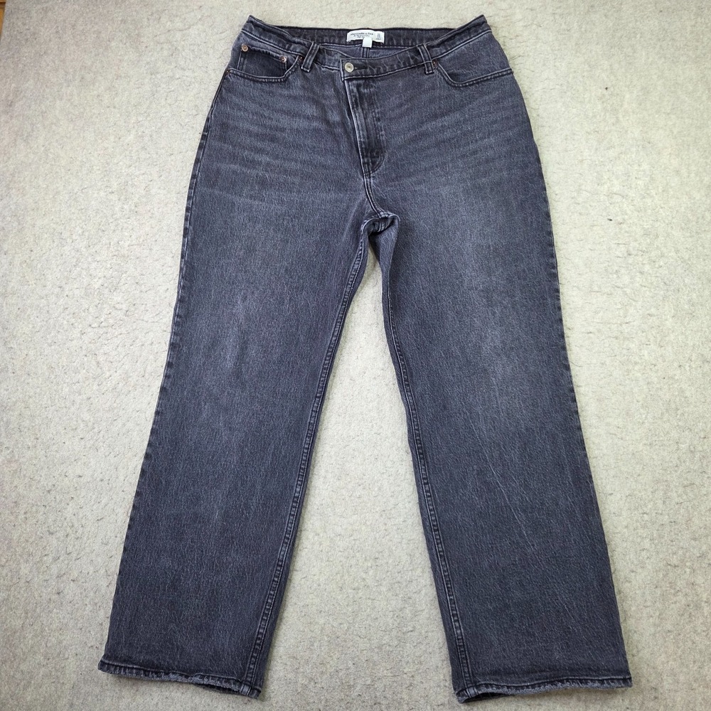 Abercrombie Fitch 90s Relaxed Jeans High Rise Black Curve Love 31 12S Womens